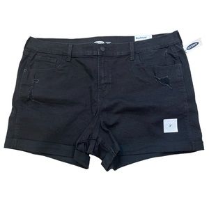Old navy black mid rise boyfriend rolled hem shorts
